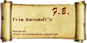 Frim Barnabás névjegykártya